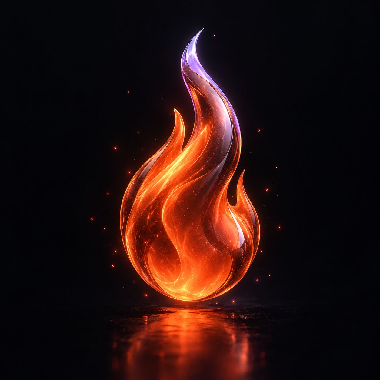A glass ember flame representing token burns.